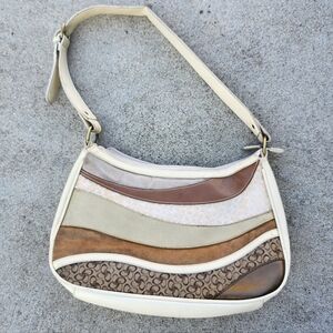 vintage y2k fake designer looking patchwork hand bag